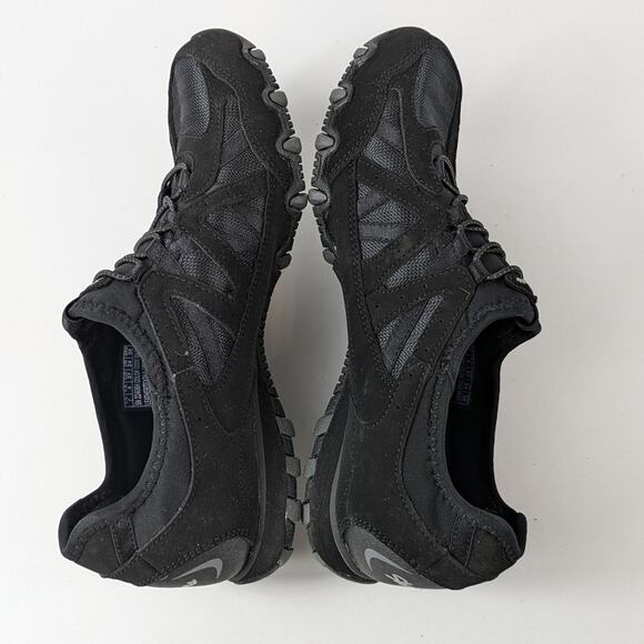 Skechers Womens Sz7 Shoes Black Slip On Tennis Runner Memory Foam Leather Comfy - Picture 5 of 13